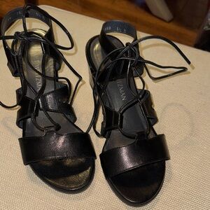 Stuart Weitzman Black Lace-Up Sandals